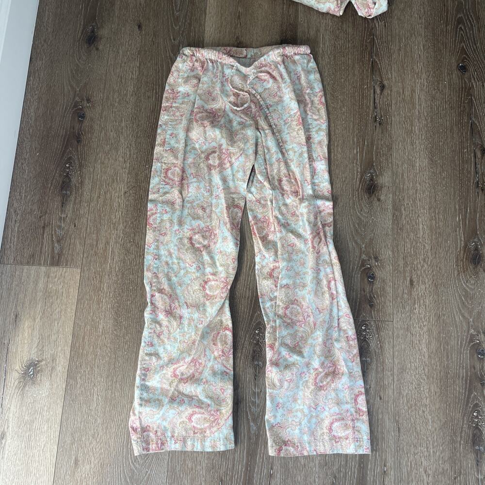 Lauren Ralph Lauren Women S Pajama Set Paisley Print Button Up Top Pants Flannel - Picture 6 of 16